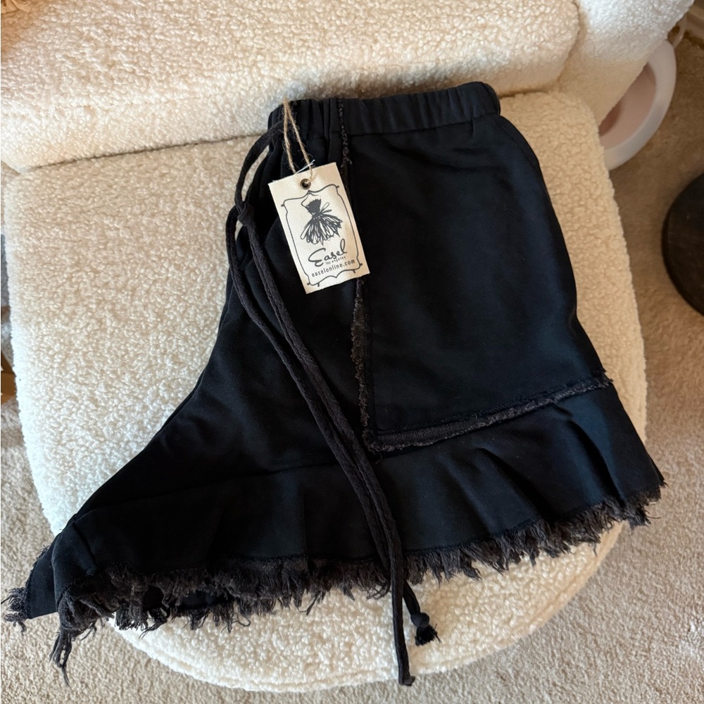 Black Frayed Shorts